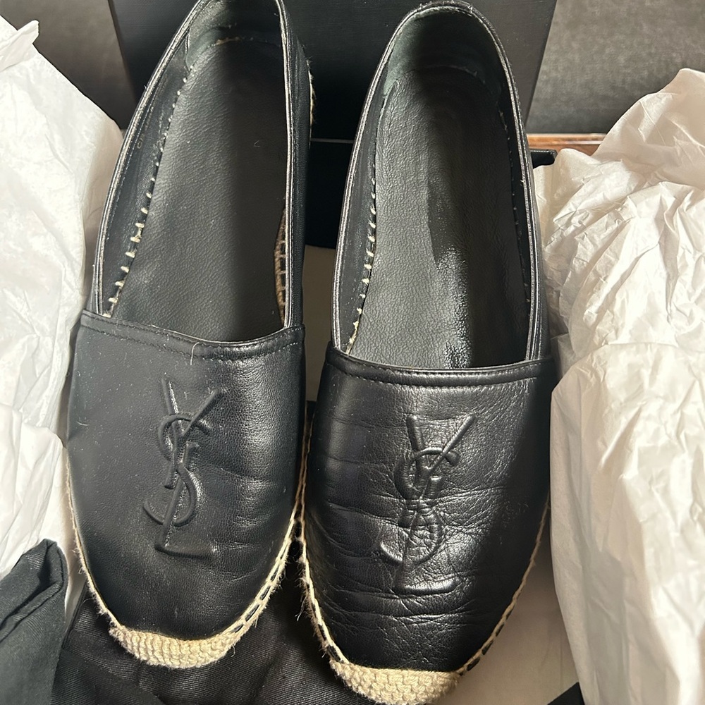 YSL Black leather espadrilles